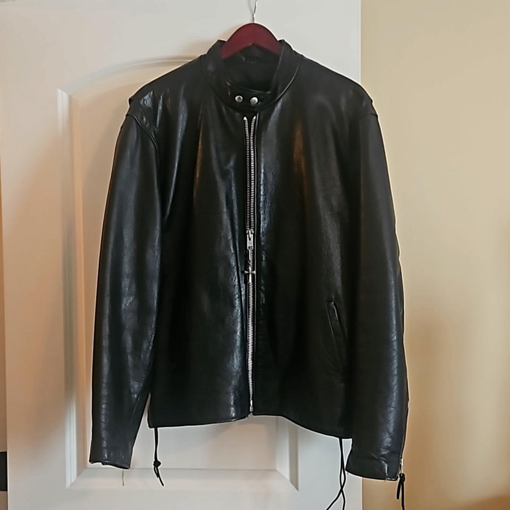 Mens leather motorcycle jacket